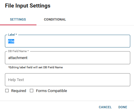 File Input Settings