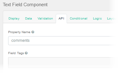 API Tab in Components Settings Window