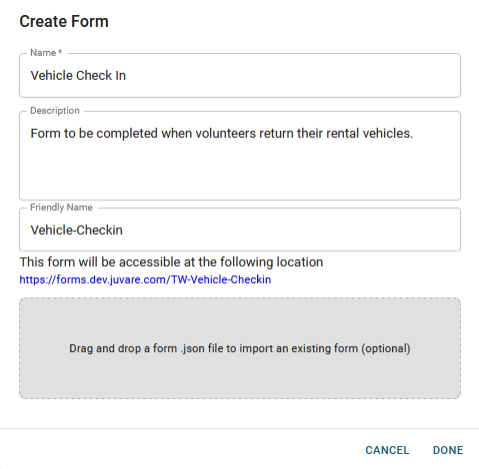 Create Form Window
