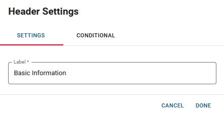 Header Settings Window