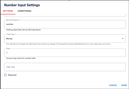 Number Input Settings Window
