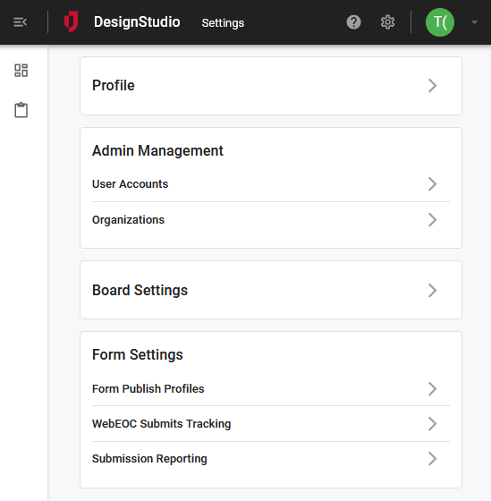 Select Form Publish Profiles