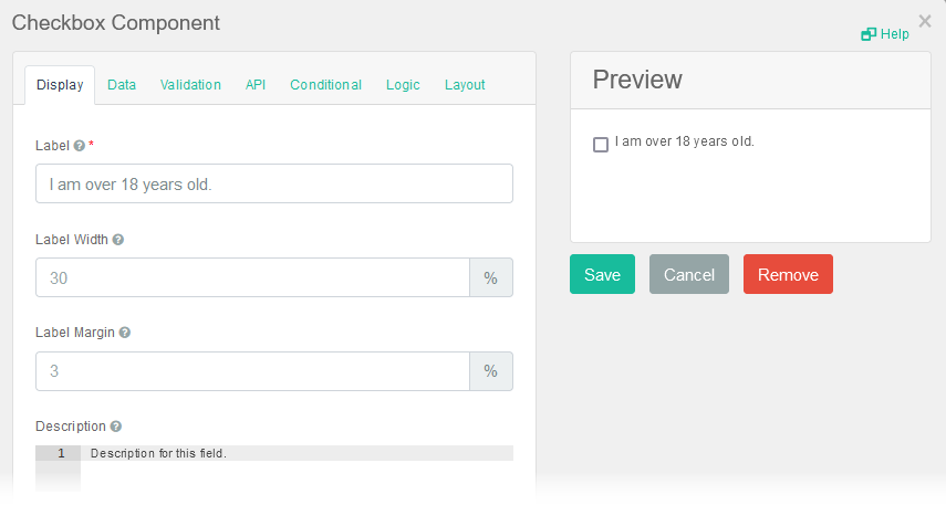 Checkbox Settings Window