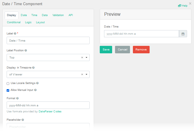 Date/Time Settings Window