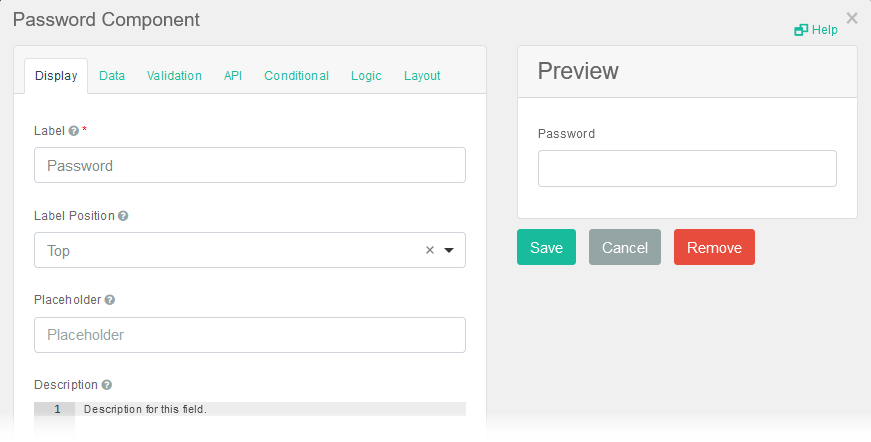 Password Settings Window