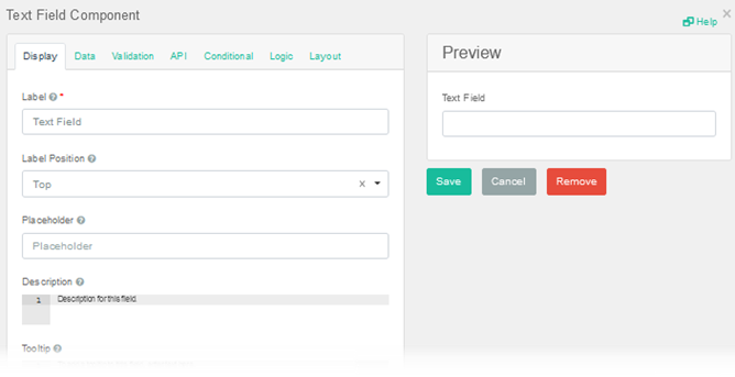 Text Field Settings Window