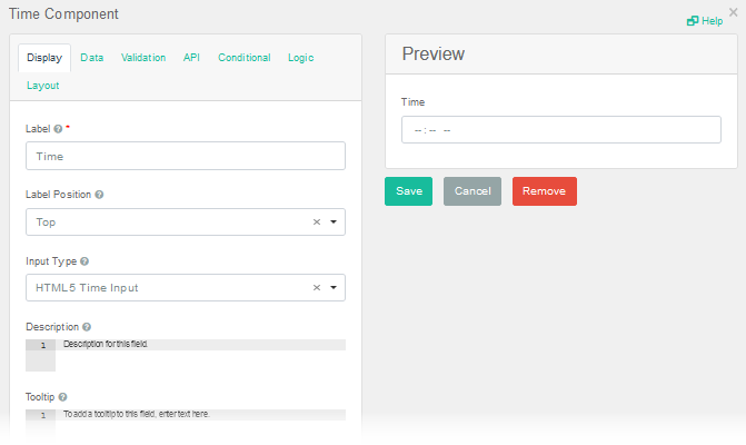 Time Settings Window