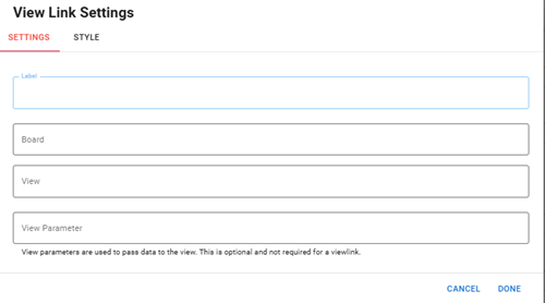 View Link Settings Window