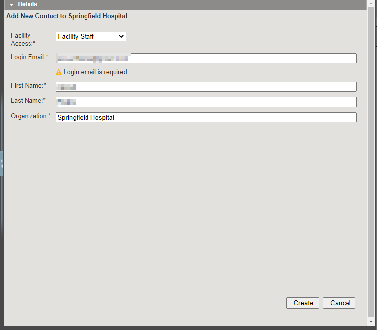 eICS Add A New Contact Details Drawer