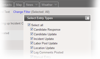 Select Entry Types options