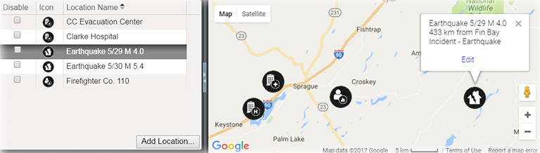 Incident Dashboard map