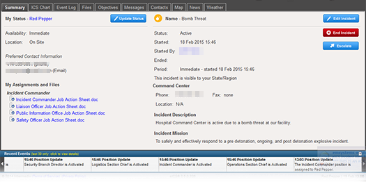 Incident Dashboard Summary Screenshot
