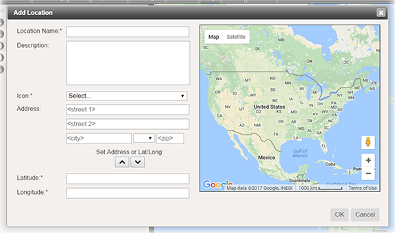 Add Location window