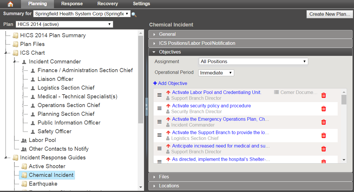 Planning tab details