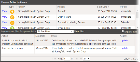 Home Page: Incidents