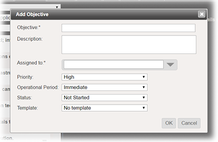 Add Objective window