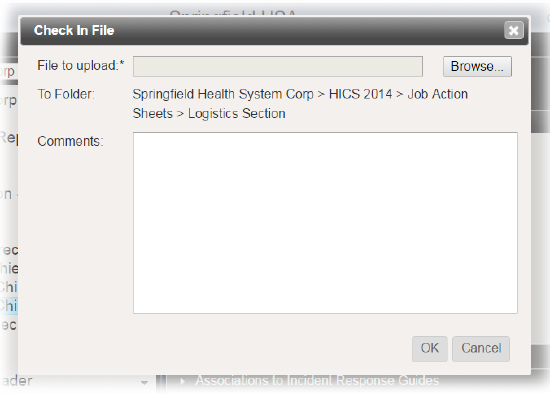 Check In File window