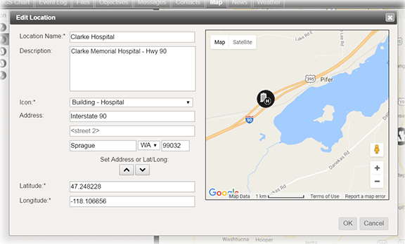 Edit location window