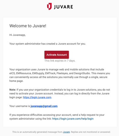 Welcome to Juvare email