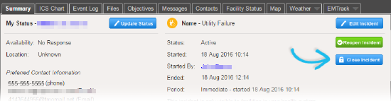 Incident Dashboard: Close Incident