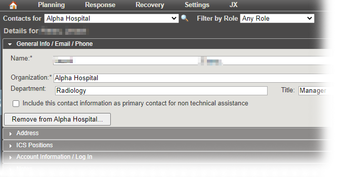 Contact general information drawer