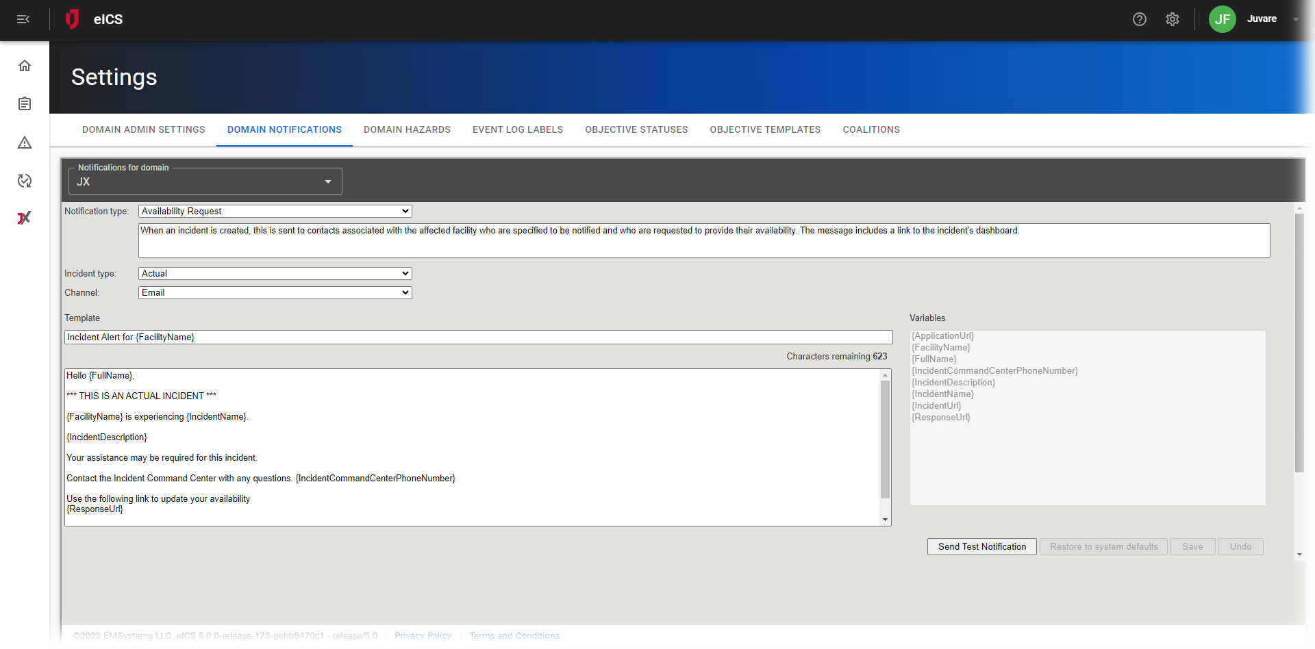 eICS Domain Notifications