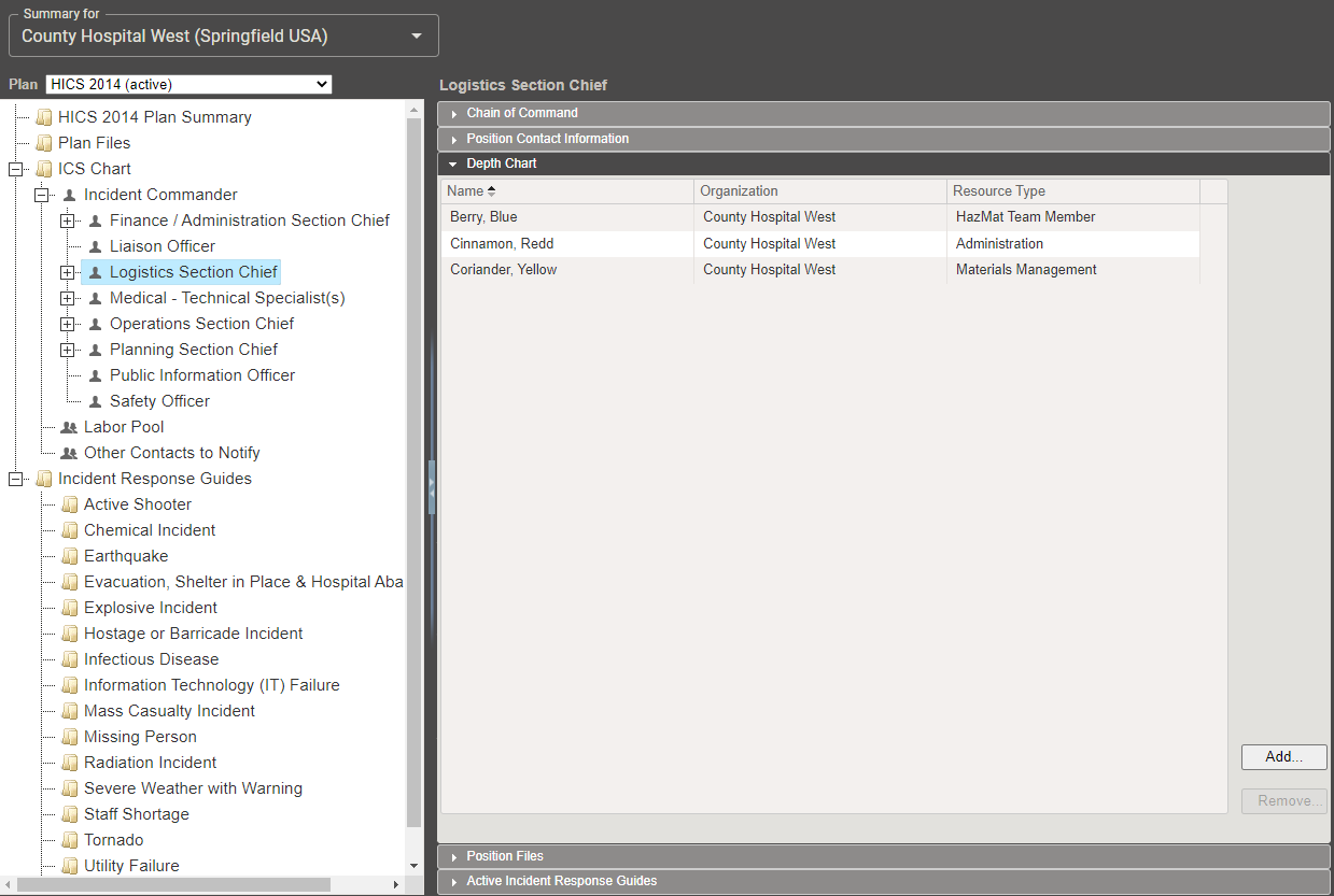 eICS Edit the Depth Chart