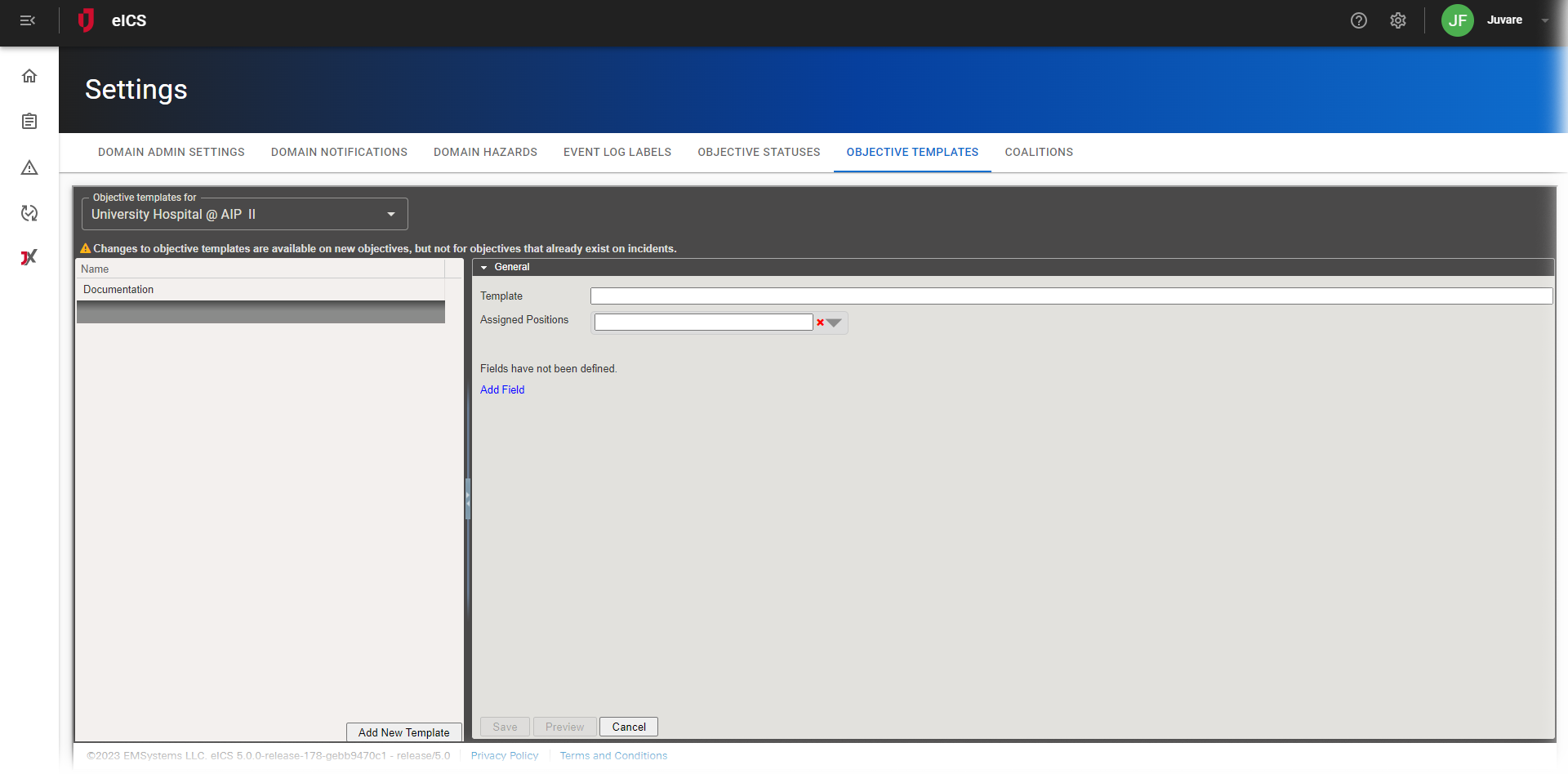 eICS Objective Templates