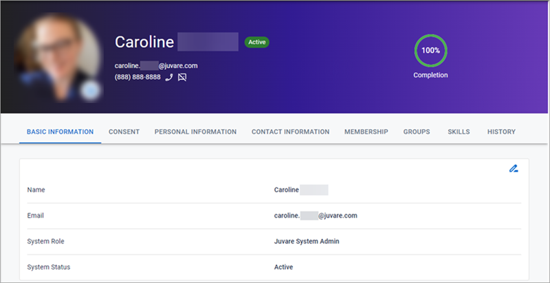 The Profile page with the Basic Information tab active.