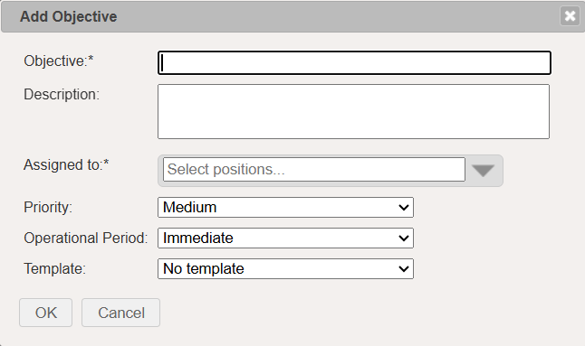 Add Objective window.