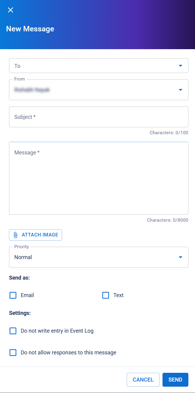 Send Message window