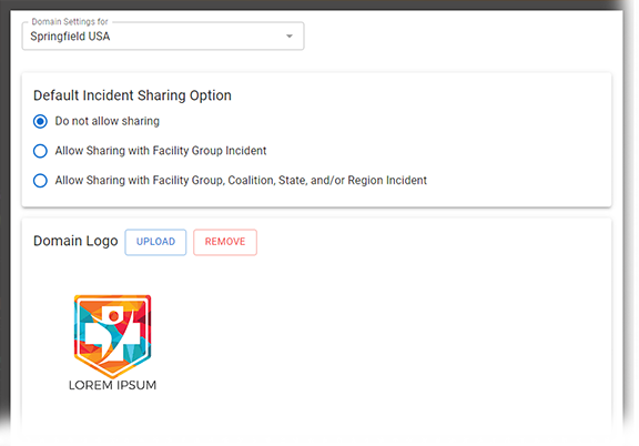 Default Incident Shareing Option: Do not allow sharing option selected