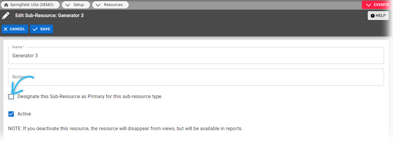 EMResource Designate a Sub-Resource as a Primary