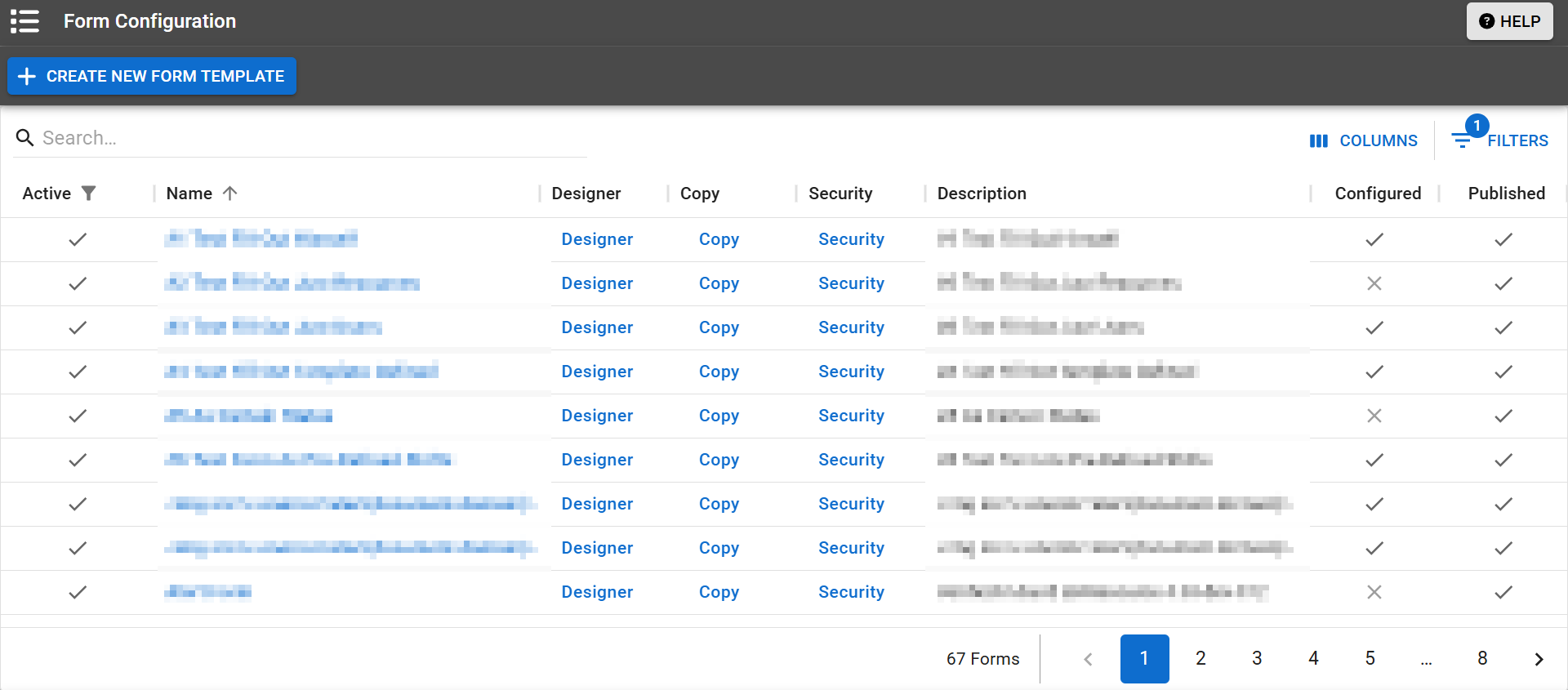 The new Form Configuration page The new Form Configuration page