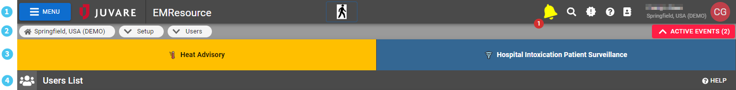 The navigation elements in the header The navigation elements in the header
