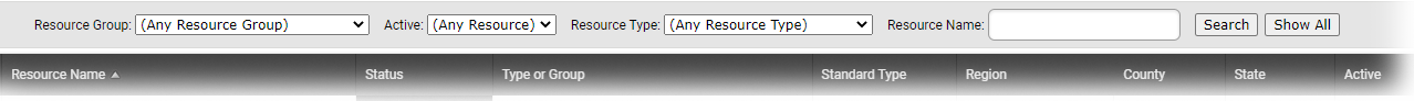 EMResource Reports Search Filter