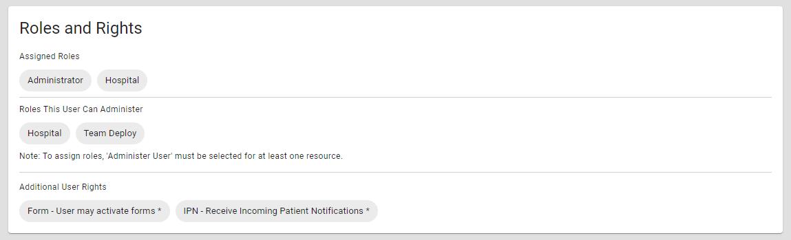 EMResource View User Profile Roles and Rights