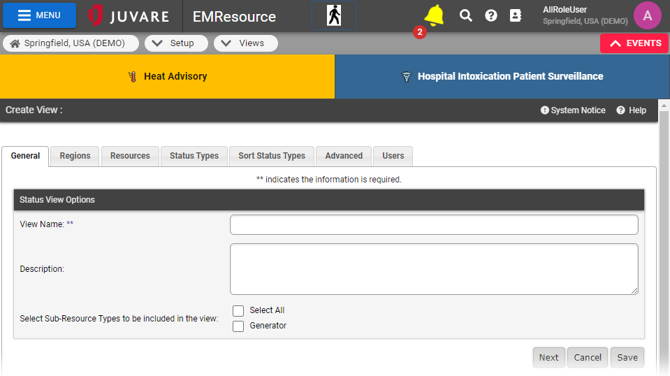 EMResource Setup Views Create a View EMResource Setup Views Create a View