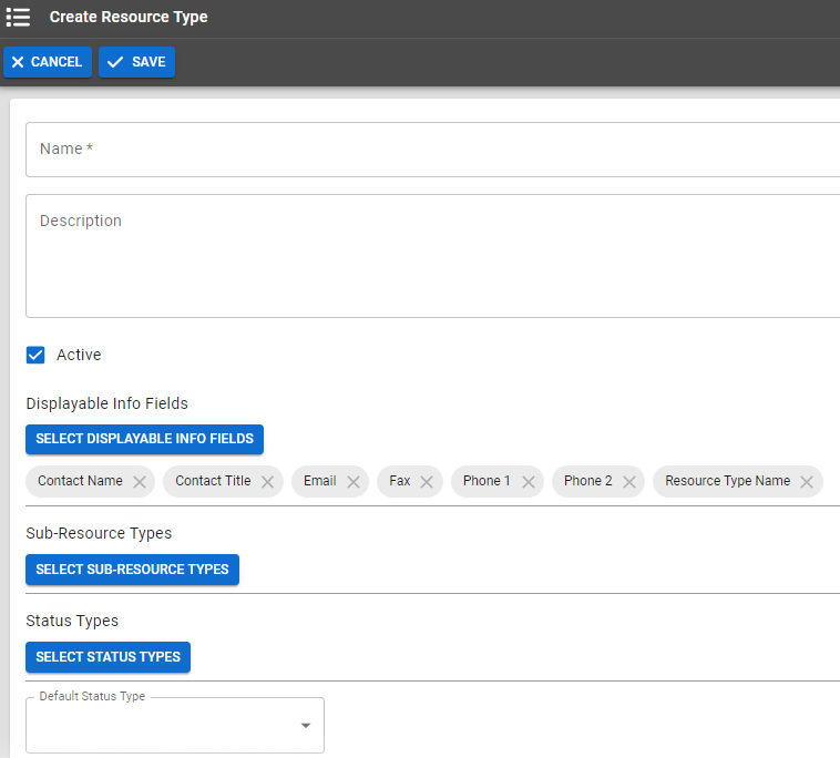 EMResource Create or edit resource type