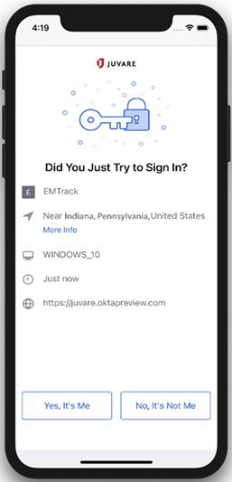 A screenshot of the Okta Verify Did You Just Try to Sign In page