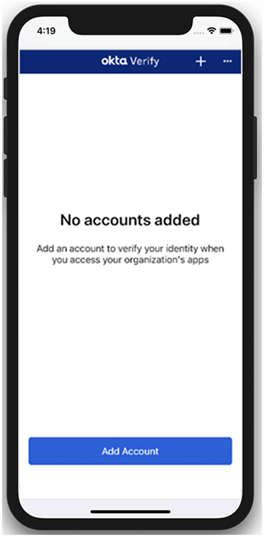 A screenshot of the Okta Verify Add Account page