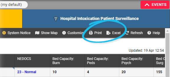 EMResource Print or Export a Region View icons
