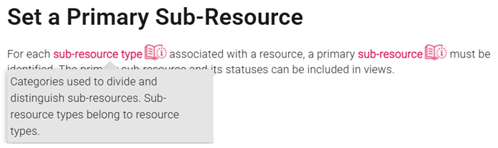 Example glossary term with definition pop-up.