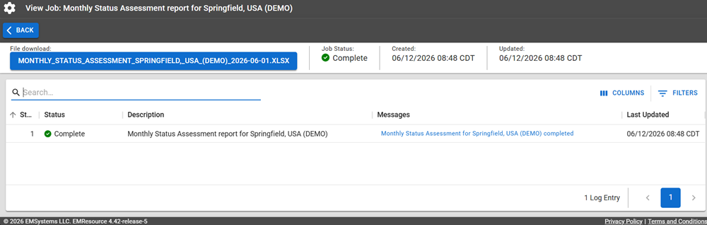 Complete Monthly Status Assessment Report on the Jobs page.