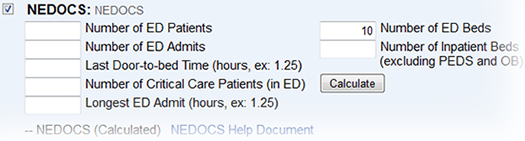 EMResource Saturation Scoring NEDOCS