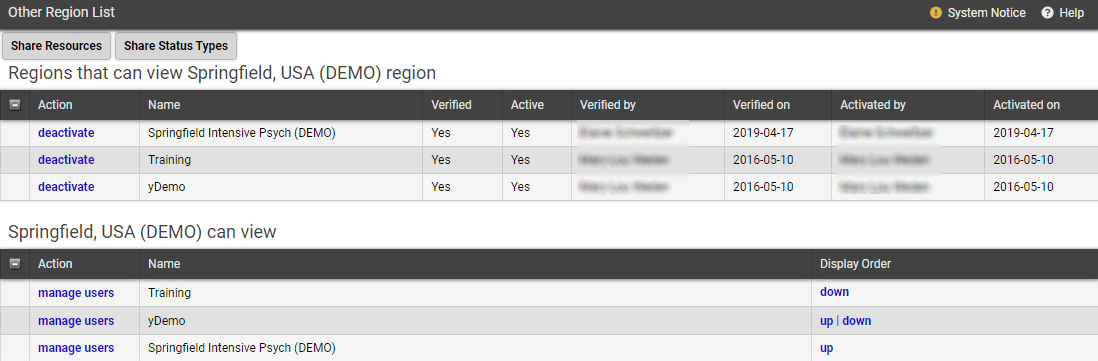 EMResource View and Setup Other Regions