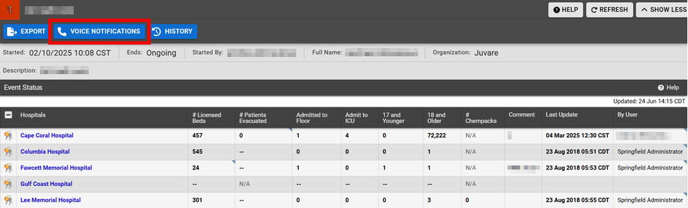 Event Status Page