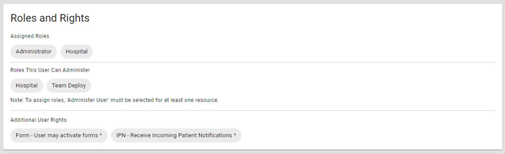 EMResource View User Profile Roles and Rights