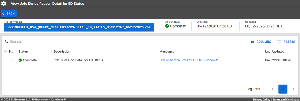Complete Status Reason Detail Report on the Jobs page.