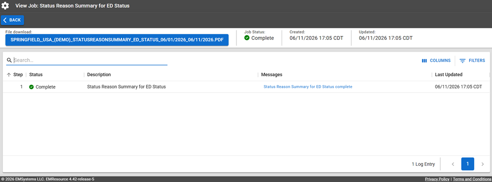 Complete Status Reason Summary Report on the Jobs page.